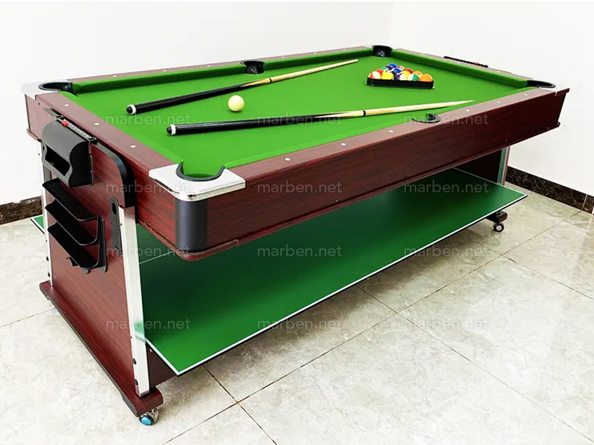 Mesa Multijuego  4 en 1 Giratoria de 7 ft, Air-Hockey, Billar, Ping-Pong, Cubierta de Comedor (Café, paño verde)